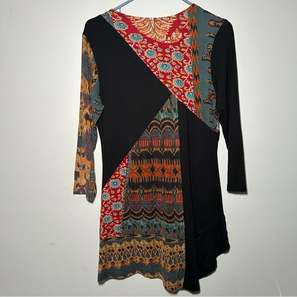 Parsley & Sage Asymmetrical Artsy Lagenlook Patchwork Textured Longline Tunic S - Picture 11 of 15